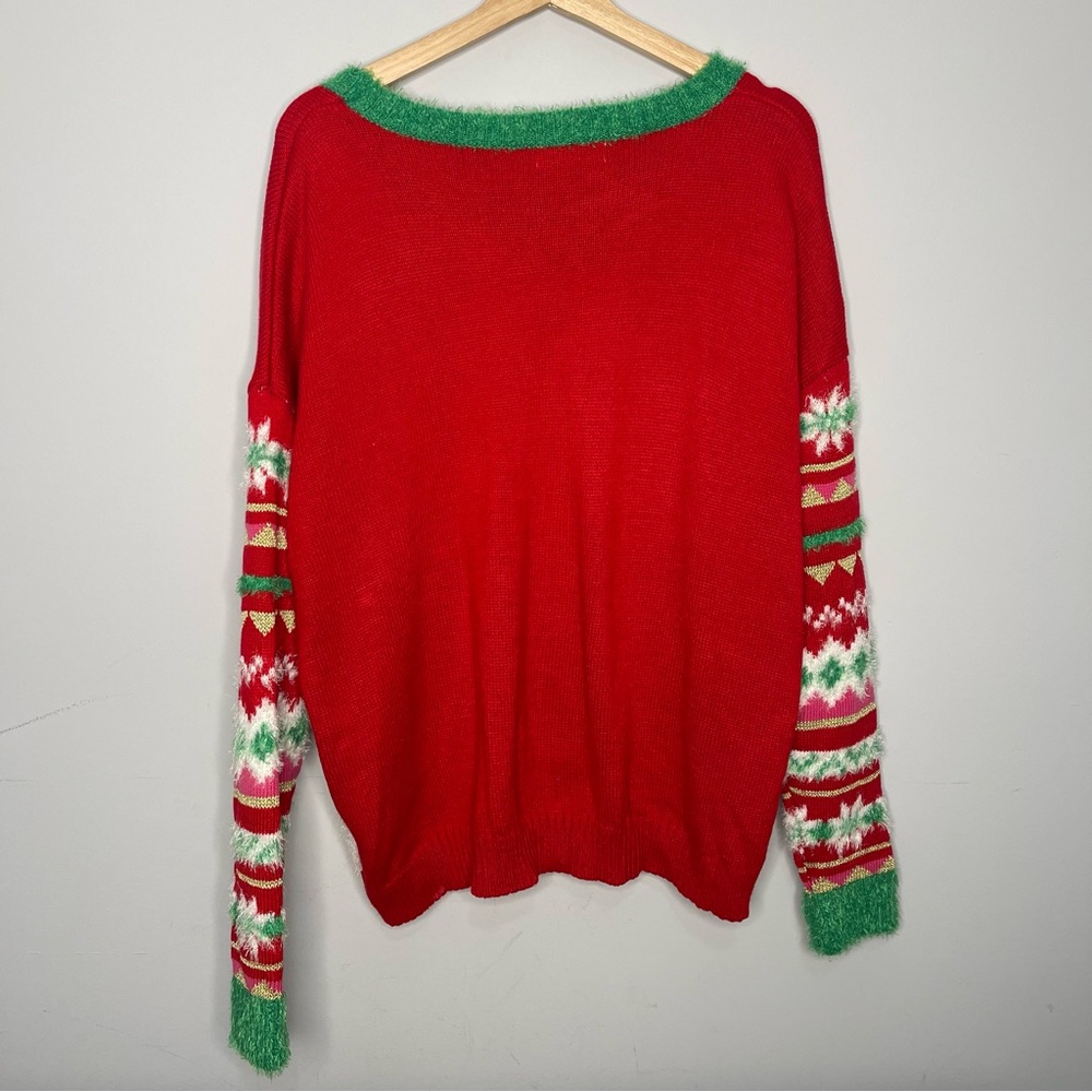It’s Our Time Red Llama Ugly Christmas Sweater (2X-Large) - Picture 4 of 5